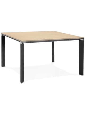 KADIMA DESIGN Quadratischer Schreibtisch aus Holz und Metall | Modern in Beige-Schwarz