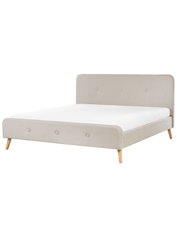 Beliani Doppelbett RENNES in Beige/Braun - (W) 191 x (H) 107 x (L) 216 cm