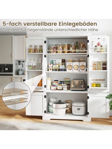 COSTWAY Küchenschrank hoch 139 cm in Weiß