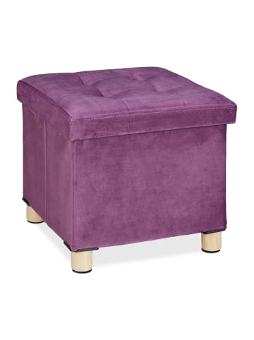 relaxdays Samthocker in Mauve - (B)38 x (H)35 x (T)38 cm