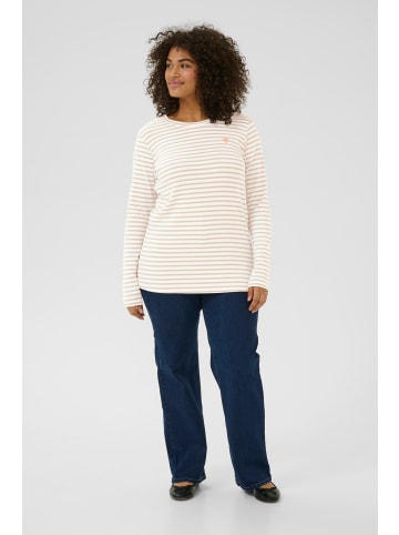 KAFFE curve Langarm-Shirt KClia Regular fit in Chalk/Beige, Peach Heart