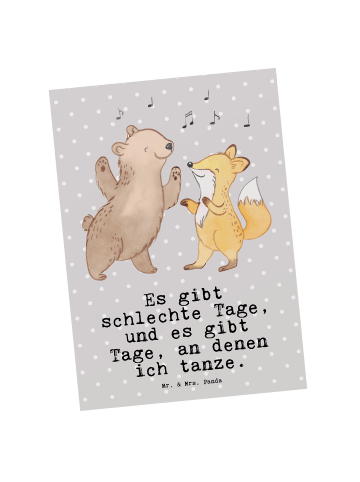 Mr. & Mrs. Panda Grußkarte Hase Tanzen mit Spruch in Grau Pastell