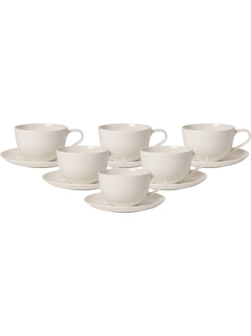 Villeroy & Boch 6er Set Frühstückstassen mit Untertassen For Me 300 ml weiß in weiß