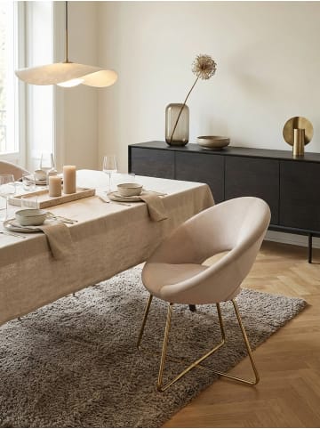 KADIMA DESIGN Esszimmerstuhl: Samtbezug, Metallbeine, Kunststoffnoppen in Beige