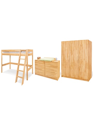 Pinolino Jugendzimmer-Set Natura extrabreit groß mit Hochbett, 3-tlg.
