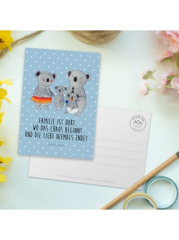 Mr. & Mrs. Panda Postkarte Koala Familie mit Spruch in Blau Pastell