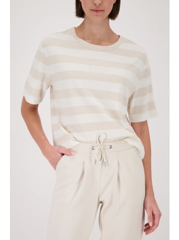 monari Sweatshirt mit Streifen und Prägedruck in Champagne Beige