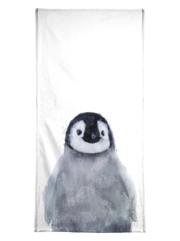 Juniqe Handtuch "Little Penguin" in Grau & Schwarz