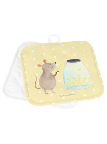 Mr. & Mrs. Panda 2er Set Topflappen  Maus Sterne ohne Spruch in Gelb Pastell