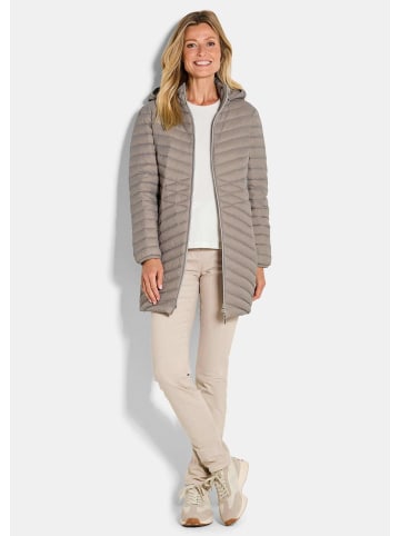 GOLDNER Kurzgröße:  Gefütterter langer Mantel mit Kapuze in taupe