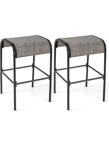 COSTWAY 2er Set Barhocker Outdoor in Braun