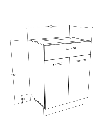 ebuy24 Küchenunterschrank Esilo Weiß 60 x 46 cm