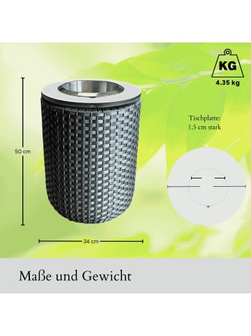 COOTAB Cooler Table 4-in-1 Loungetisch mit Edelstahl-Kühler London 50 cm in Anthrazit/Champagner