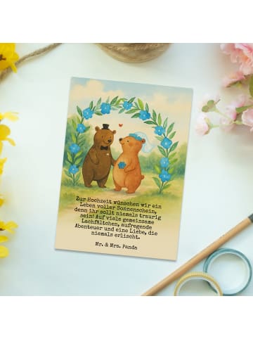 Mr. & Mrs. Panda Postkarte Bären Hochzeit Design mit Spruch in Weiß