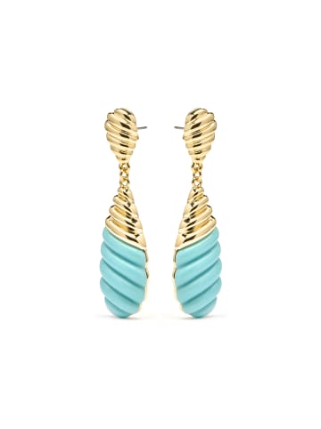 Luxenter Ohrringe mit 18-karätiger Gelbgold-Finish und blauem Harz – Rawil