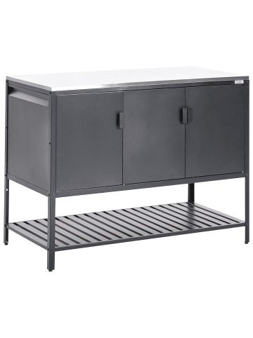 Beliani Gartenküche MAENZA in Schwarz/Silber - (W) 120 x (H) 93 x (L) 60 cm