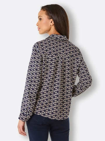 creation L Hemdbluse in marine-camel-bedruckt