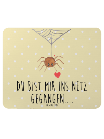 Mr. & Mrs. Panda Mauspad Spinne Agathe Liebe mit Spruch in Gelb Pastell