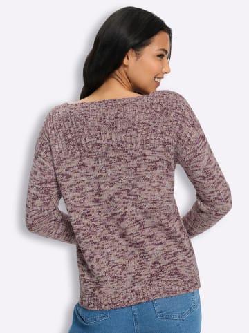 Sieh an! Langarm-Pullover in burgund-ecru-meliert