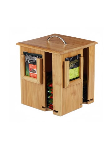 relaxdays Teebox in Natur - (B)18x (H)20,5 x (T)18 cm