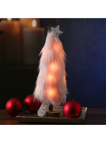 MARELIDA LED Baum Plüsch mit Sternspitze Dekobaum H: 27,5cm in rosa