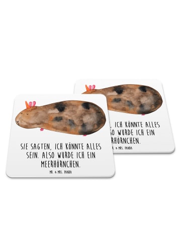 Mr. & Mrs. Panda Glasuntersetzer Einhorn Meerschweinchen mit Spruch in Weiß