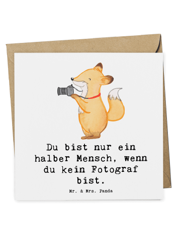 Mr. & Mrs. Panda Einladungskarte Fotograf Herz mit Spruch in Weiß