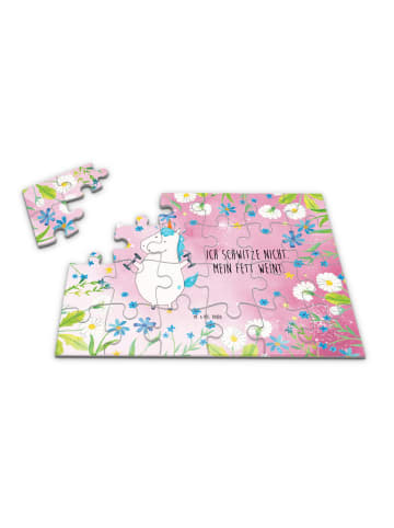 Mr. & Mrs. Panda Puzzle Einhorn Fitness mit Spruch in Rot Pastell