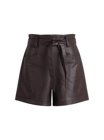 Zero  Shorts Lederoptik mit Bindegürtel in Chocolate Plum