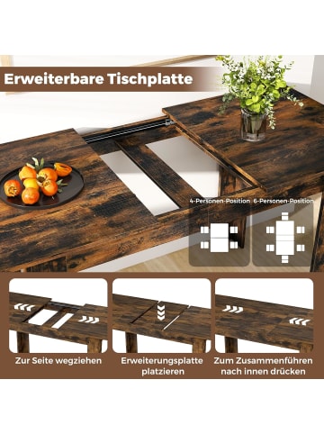 COSTWAY Erweiterbarer Esstisch in Hellbraun