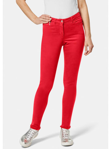 MADELEINE Mid Waist Skinny-Hose mit Fransen in rot