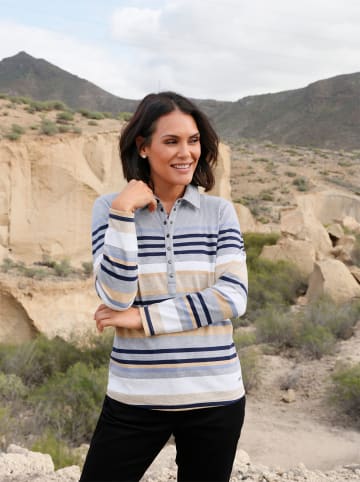 WITT WEIDEN Poloshirt in grau-taubenblau-geringelt