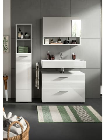 xonox.home Waschbeckenunterschrank in hellgrau/weiß hochglanz  - (B) 80 x (H) 56 x (T) 32