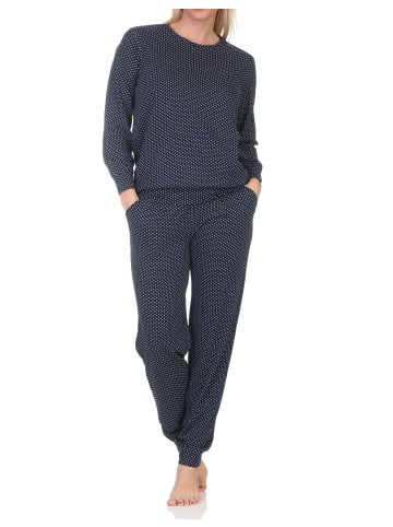 NORMANN Langarm Schlafanzug Pyjama Bündchen Tupfen Optik - 87024 in Allover