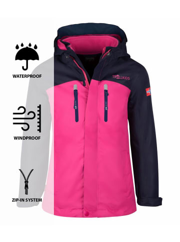 Trollkids 3in1 Jacke "Bryggen" in Marineblau / Magenta