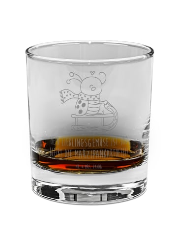 Mr. & Mrs. Panda Whiskey Glas Smörle Rodeln mit Spruch in Transparent
