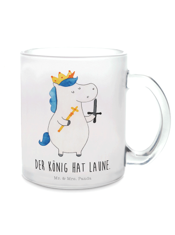 Mr. & Mrs. Panda Teeglas Einhorn König mit Schwert mit Spruch in Transparent