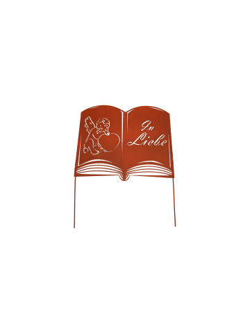 UNUS Grabstecker Rostoptik Buch "In Liebe" in Rost