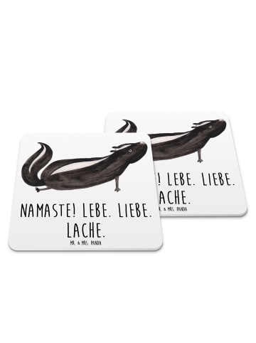 Mr. & Mrs. Panda Untersetzer Set Stinktier Yoga mit Spruch in Weiß