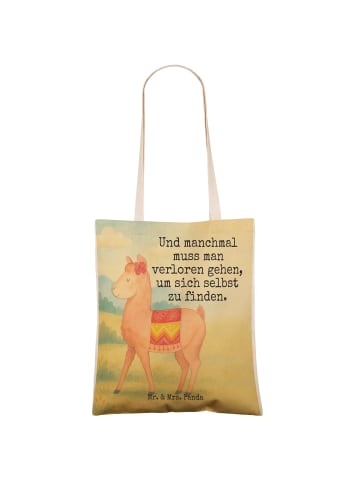 Mr. & Mrs. Panda Shopper Bag Alpaka Stolz Design mit Spruch in Weiß