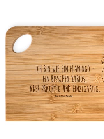 Mr. & Mrs. Panda Bambus - Schneidebrett Flamingo Classic mit Spruch in Braun