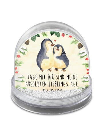 Mr. & Mrs. Panda Schneekugel Pinguin umarmen mit Spruch in Naturpapier