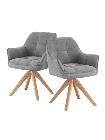 DUBI Möbel 2er-Set: Drehstuhl THOMAS-LINA in Grau- (B)61 x (H)82 x  (T)62 cm