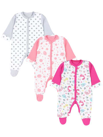 TupTam Baby Mädchen Schlafstrampler mit Fuß 3er Pack in rosa Modell 1