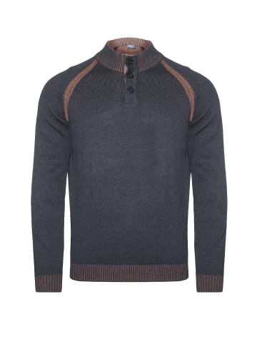 MARVELIS Pullover in Dunkelblau/Braun