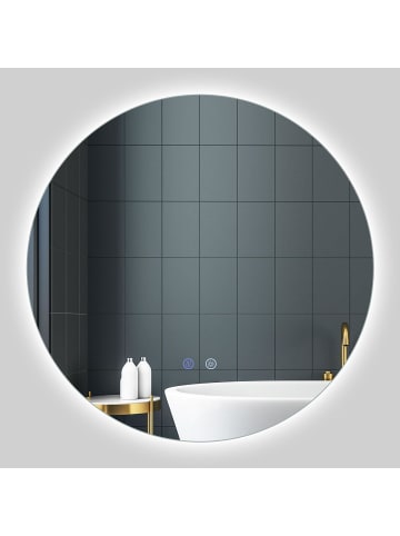 COSTWAY Runder Spiegel mit Beleuchtung 60cm in Silber