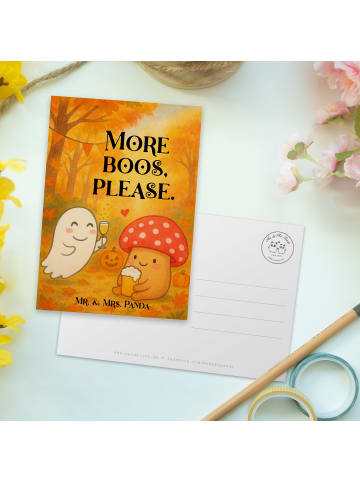 Mr. & Mrs. Panda Grußkarte Gespenst  Prost  Design mit Spruch in Weiß