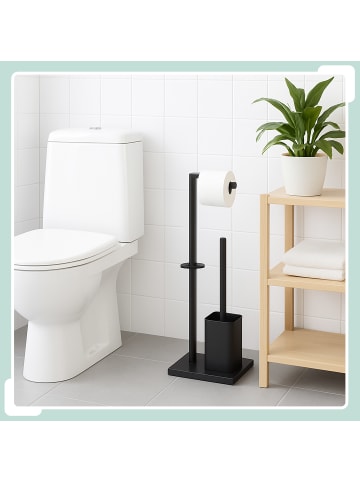 relaxdays WC Garnitur in Schwarz - (B)20 x (H)67,5 x (T)15,5 cm