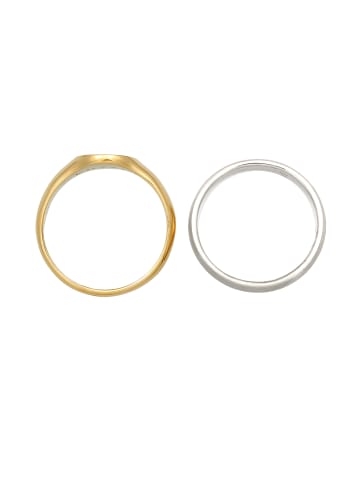 KUZZOI Ring 925 Sterling Silber Siegelring, Ring Set in Zweifarbig