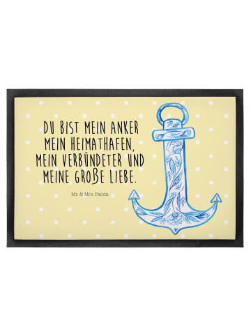 Mr. & Mrs. Panda Schmutzfangmatte Anker Blau mit Spruch in Gelb Pastell